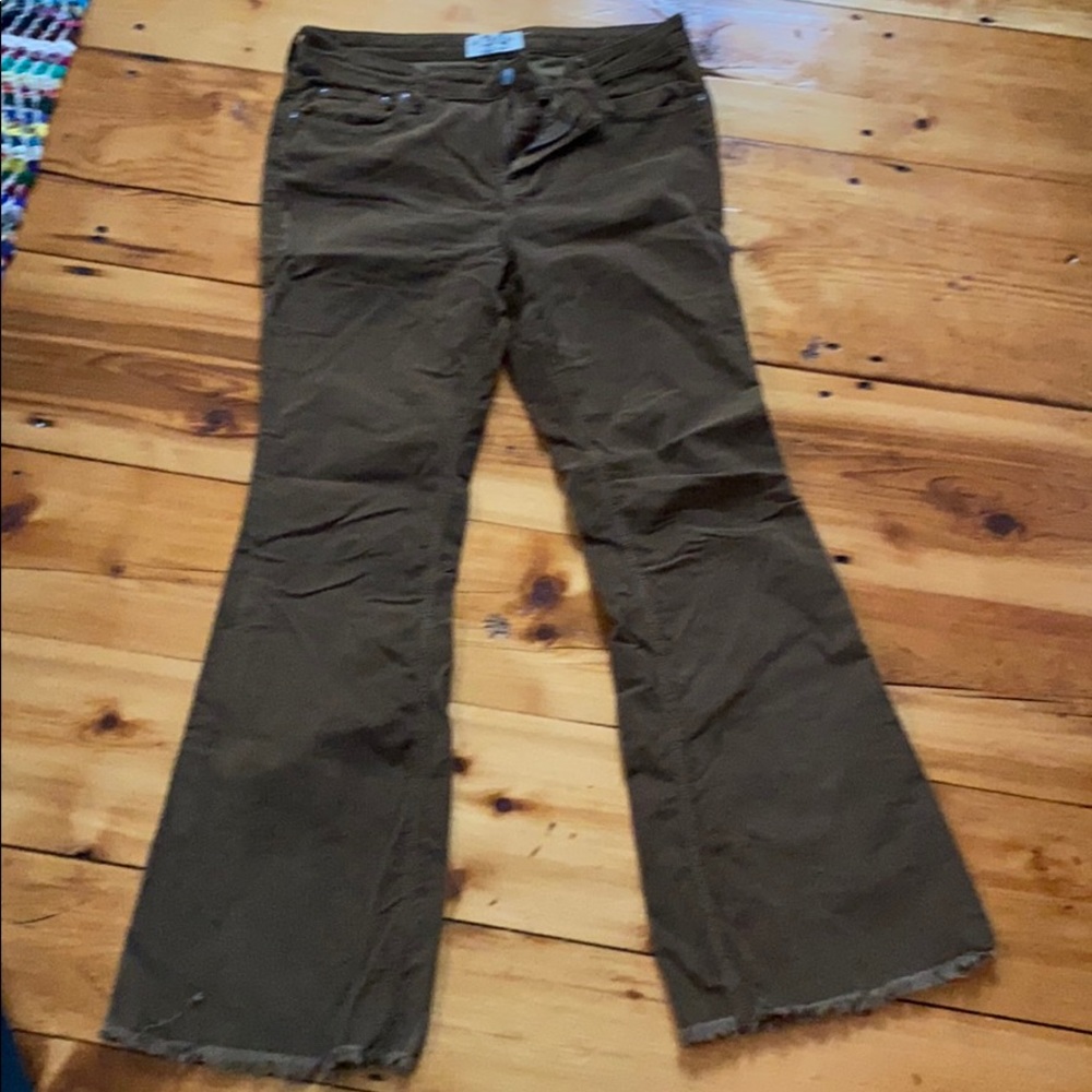 Free people olive green/ brown corduroy flares